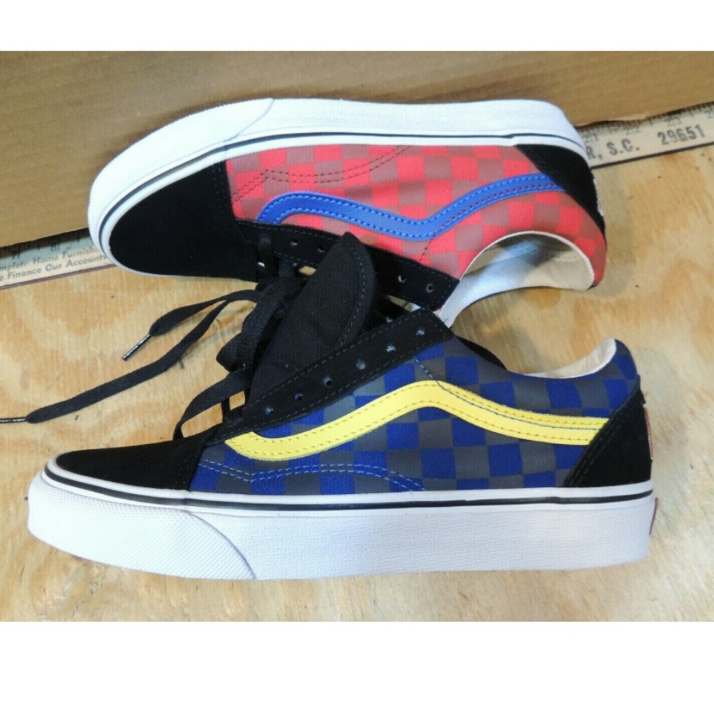 VANS OLD SKOOL  RED blue MIX CHECKERBOARD Men